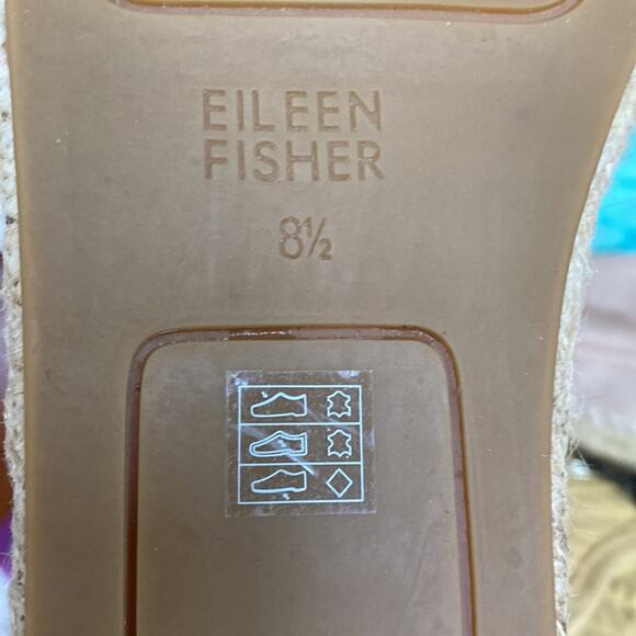 Eileen Fisher $155 D’Orsay Espadrille Shimmer Stripe Tan / Gold 8.5 - Picture 12 of 14